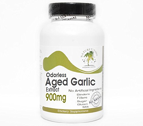 무취 Aged 마늘 추출물 900mg ~ 200 캡슐 - 첨가물 없음 ~ Naturetition 보충교재