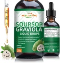 Soursop Bitters 액체 하락: 세포 지원을 위한 유기 Graviola Soursop 잎 추출물 액체, 재생, 면역 부스트, 틈새 및 산화 방지제 지원
