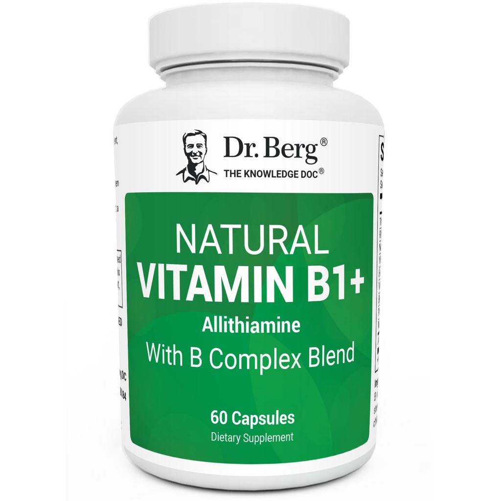 Dr. Berg 자연적인 비타민 B1 B6 B12 Complex - 티아민, 니콘, Folate, 마그네슘 & 더 많은 것을 포함하여 남자 & 여자를 위한 8개의 정유를 가진 Allithiamine 비타민 B1 보충교재 - 60의 캡슐