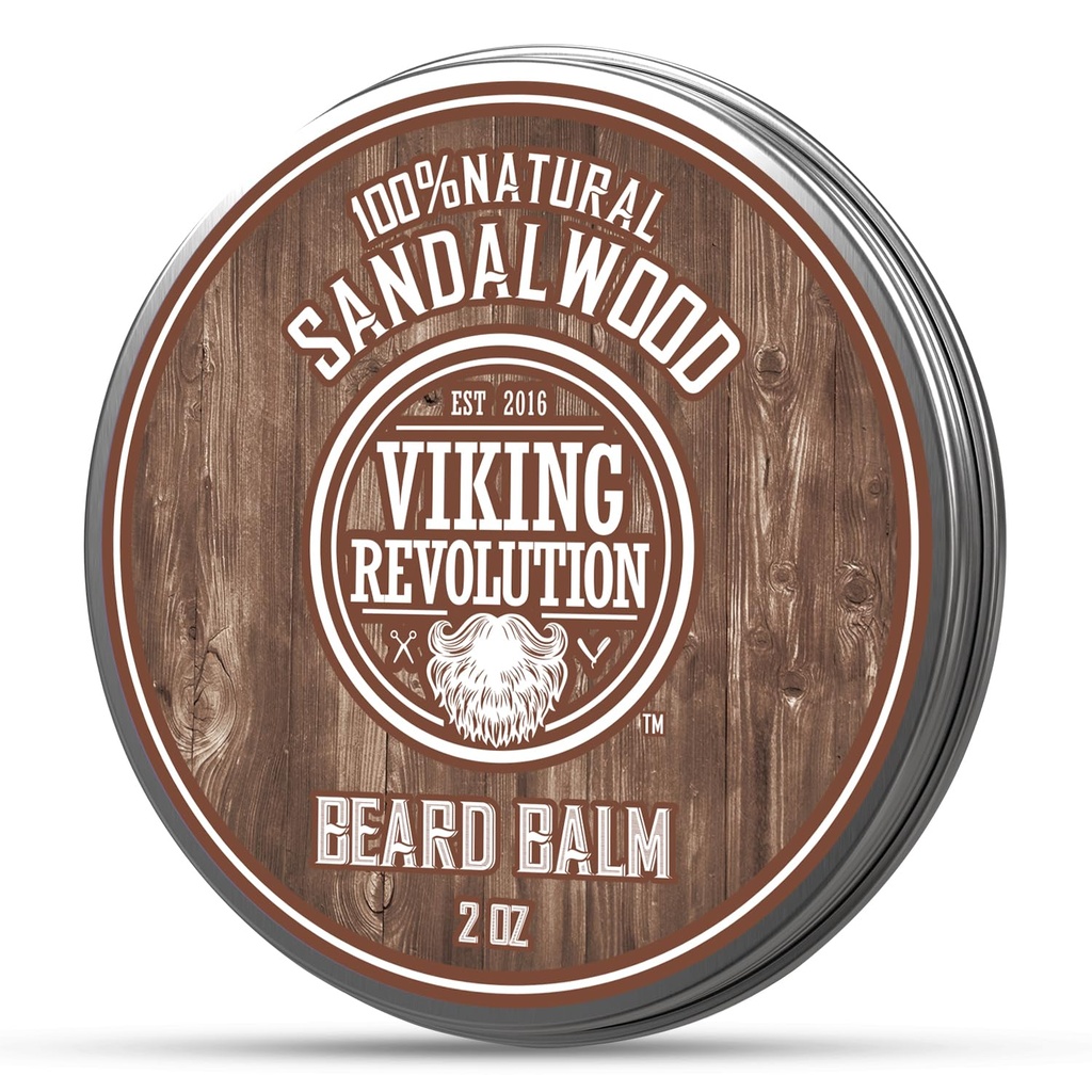 Viking Revolution Sandalwood Beard Balm - Argan Oil, Jojoba Oil과 남성을위한 Beard Softener - Beeswax와 남성을위한 Beard Moisturizer - 남자를위한 Beard Wax (2oz, 1 Pack)