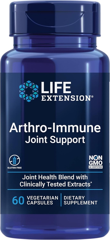 Life Extension Arthro-Immune Joint Support, Curcumin EliteTM Turmeric Extract, Andrographis paniculata, Mobility 및 Flexibility, 채식주의 자, 글루텐 프리, 비 GMO, 60 캡슐 지원