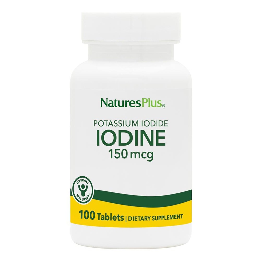 NaturesPlus 칼륨 Iodide - 150 mcg, 100 Vegan 정제 - Thyroid 지원 보충교재, 지원 호흡 건강 - 채식주의, 글루텐 무료 - 100 서빙