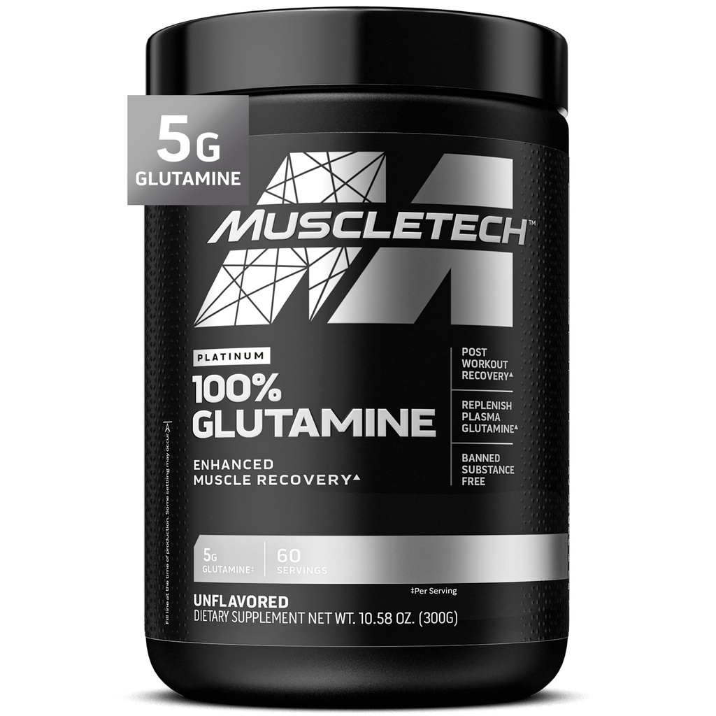 강화된 근육 회복을 위한 Muscletech 100% L 글루타민 분말 - 순수한 L 글루타민 근육 성장 건축업자 & 에너지는 남자 & 여자를 위한 영양 보충교재를 밀어넣습니다 -, 60의 서빙