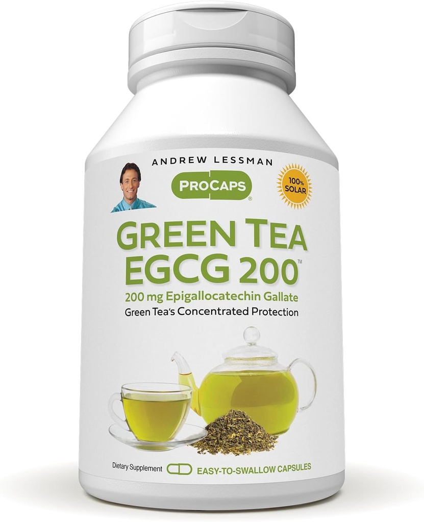 ANDREW LESSMAN 녹차 EGCG 200mg - 360 캡슐 - 200 mg EGCG, 건강한 간기능, 면역, 뇌, 심장 및 순환 체계를 위한 강력한 산화 방지제 지원. 없음 첨가제