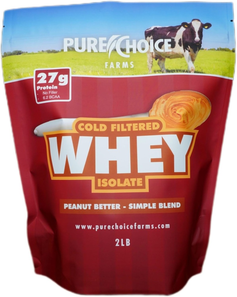 순수한 선택 땅콩 버터 Whey Isolate 단백질 분말, 28g 단백질 & 낮은 지방, 제일 찬은 & Undenatured Whey, 충전물 없음 또는 인공 감미료 없음 (Peanut 더 나은, 2 lb)