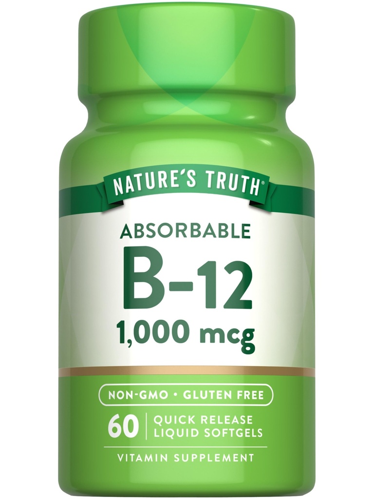 자연의 진실 비타민 B12 | 1000 mcg | 60 Softgels | 비 GMO & 글루텐 무료 보충