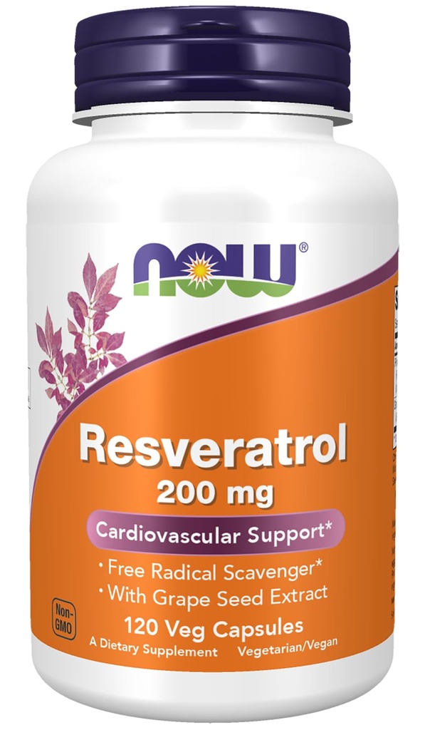 지금 보충 교재, 빨간 포도주 추출물을 가진 자연적인 Resveratrol 200 mg, 120 Veg 캡슐