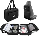 First Aid Bag 빈, 컴팩트하고 휴대용 의료 용품 주최자 다중 구획, 여행, 캠핑, 하이킹, 자동차, 여행 및 홈 사용, 블랙 (Bag Only)