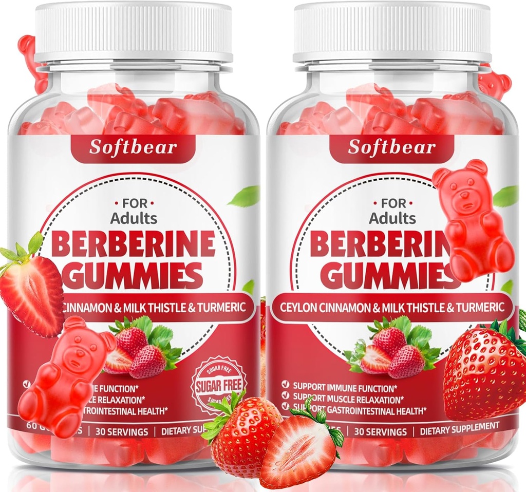 Ceylon Cinnamon Gummies 유기 Berberine HCL 1500mg를 가진 softbear Berberine Metabolism Immune 건강 설탕 자유로운 Berberine 보충 딸기 맛 120 조사를 위한