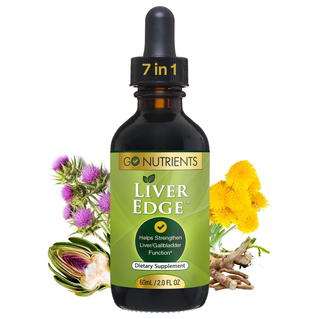 Go Nutrients Liver Edge - 우유 이틀 보충 Liver Cleanse, Detox & Health & Fatty Liver Support, Organic Liquid Drops & Tincture를위한 Artichoke 추출물과 수리 - 2 oz, 48 서빙