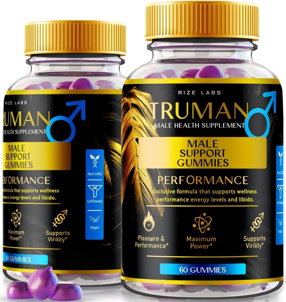 연구소 (2 팩) Truman Gummies, 남자를위한 진실, Truman 성능 보충 리뷰, Truman Gummy, TrumanMale 지원, Tru Man All-Natural Supplement, Gomitas (120 Gummies)