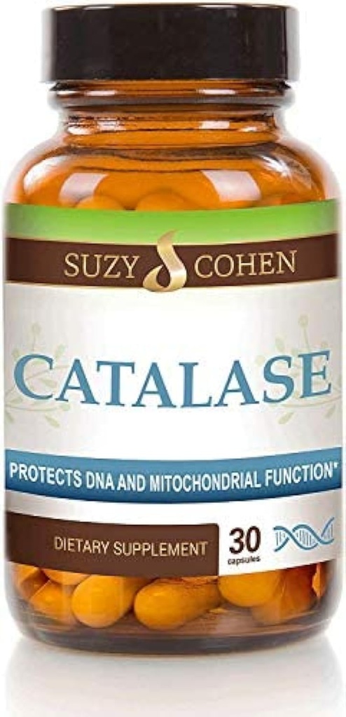 Suzy Cohen Catalase 12,500 CATu Dietary 보충교재, 간결 효소, Neutralizes 수소 과산화수소, 지원 피부, 머리, 및 전반적인 웰니스, 30 Delayed-Release 캡슐