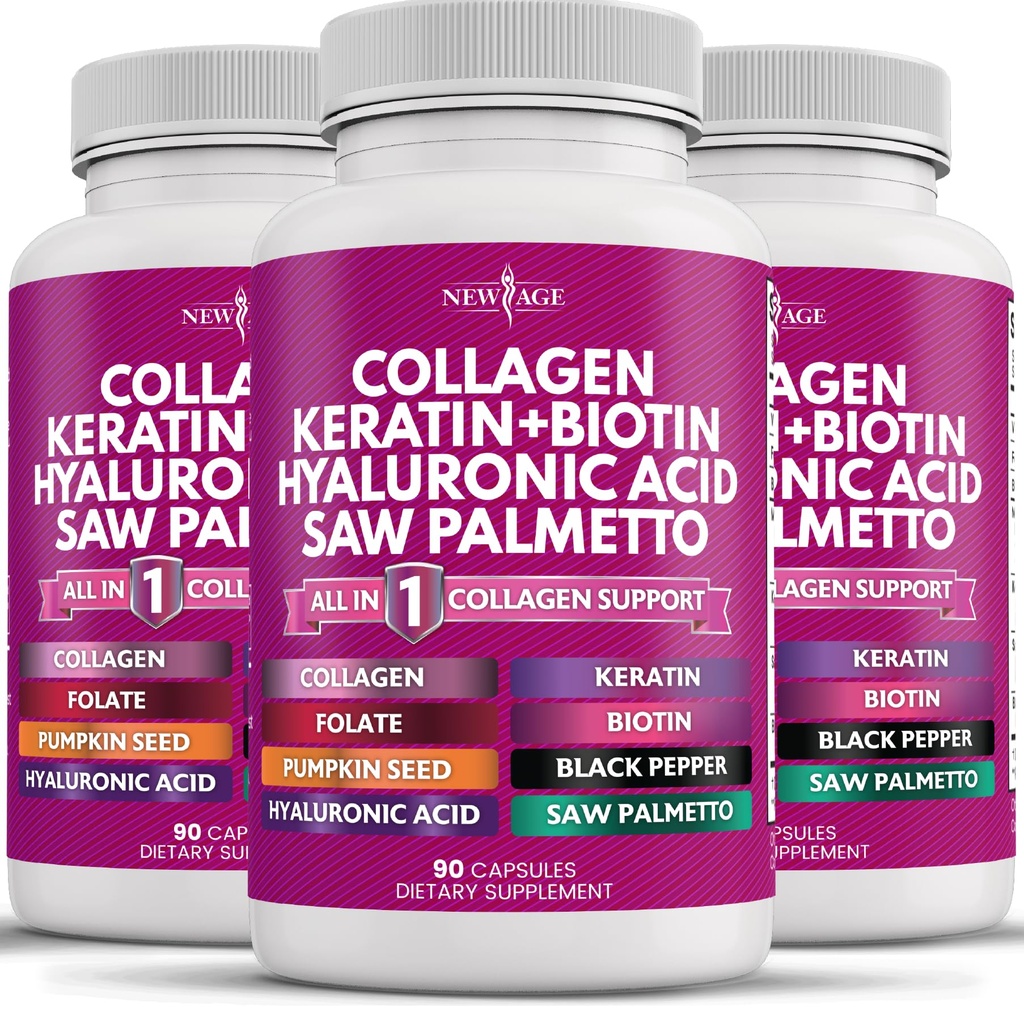 새로운 AGE 교원질 알약 Biotin Keratin는 Palmetto Hyaluronic 산 비타민 E Folic 산성 호박씨 MSM- 270 조사를 보았습니다
