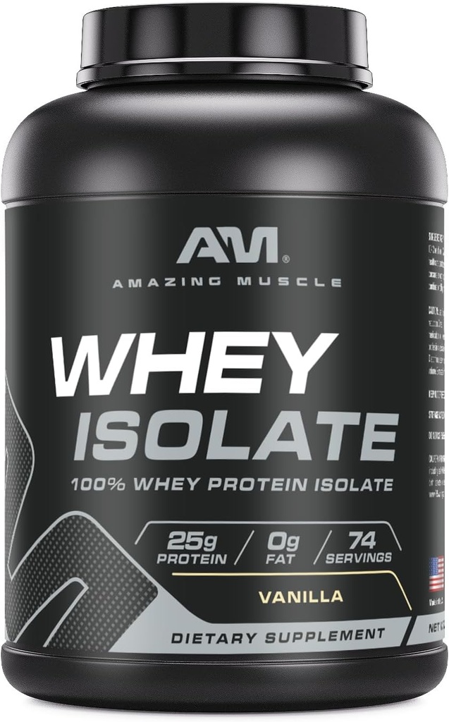 놀라운 근육 Whey Protein Isolate Powder | 25 그램 단백질 Per 서빙 | 100 % Whey Isolate | Zero Fat | 미국에서 제작 (5 Lb, Vanilla)