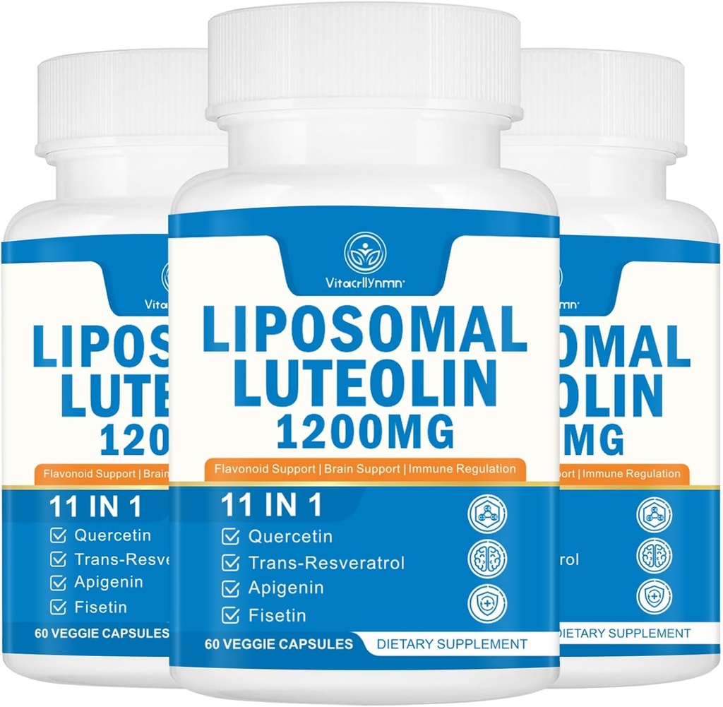 1200MG Liposomal Luteolin 보충교재 - 최대 흡수, 뇌 180 캡슐을 위한 산화 부스트