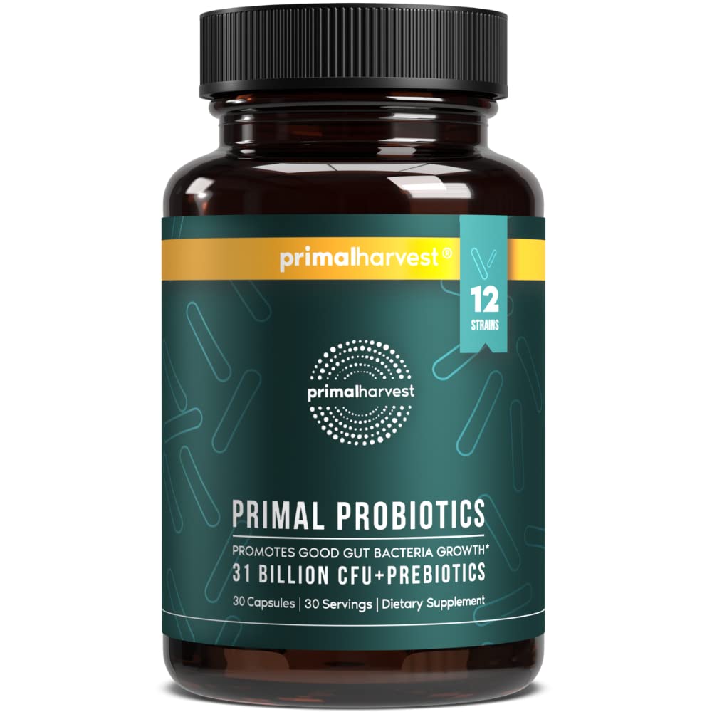 여자 & 남자를 위한 Primal Harvest Probiotics Gut & Digestive 건강 30 캡슐을 위한 12 Strains를 가진 매일 Probiotic 보충교재