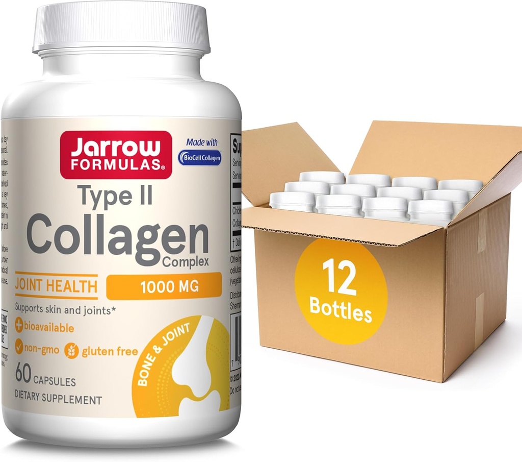 Jarrow 공식 유형 II 교원질 복잡한 1000 mg 보충교재, 지원 피부와 합동 건강, 60의 캡슐, 30의 일 공급 (12의 포장)