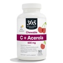 전체적인 음식 시장, Chewable C + Acerola C 500mg의 자연적인 체리 풍미, Vegan의 90의 정제에 의하여 365