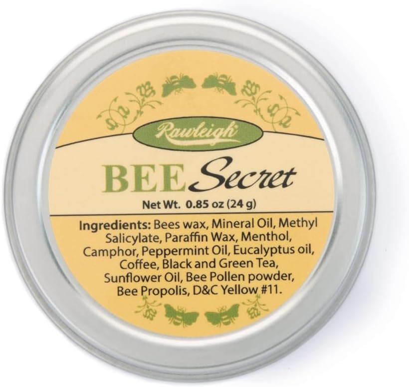 Rawleigh Bee Secret Soothing Balm : 0.85 oz, Sore Muscles, Aches, Bites, Cold Sores, Bee Wax, Pollen & Propolis + Peppermint & Eucalyptus Oils, 1 팩