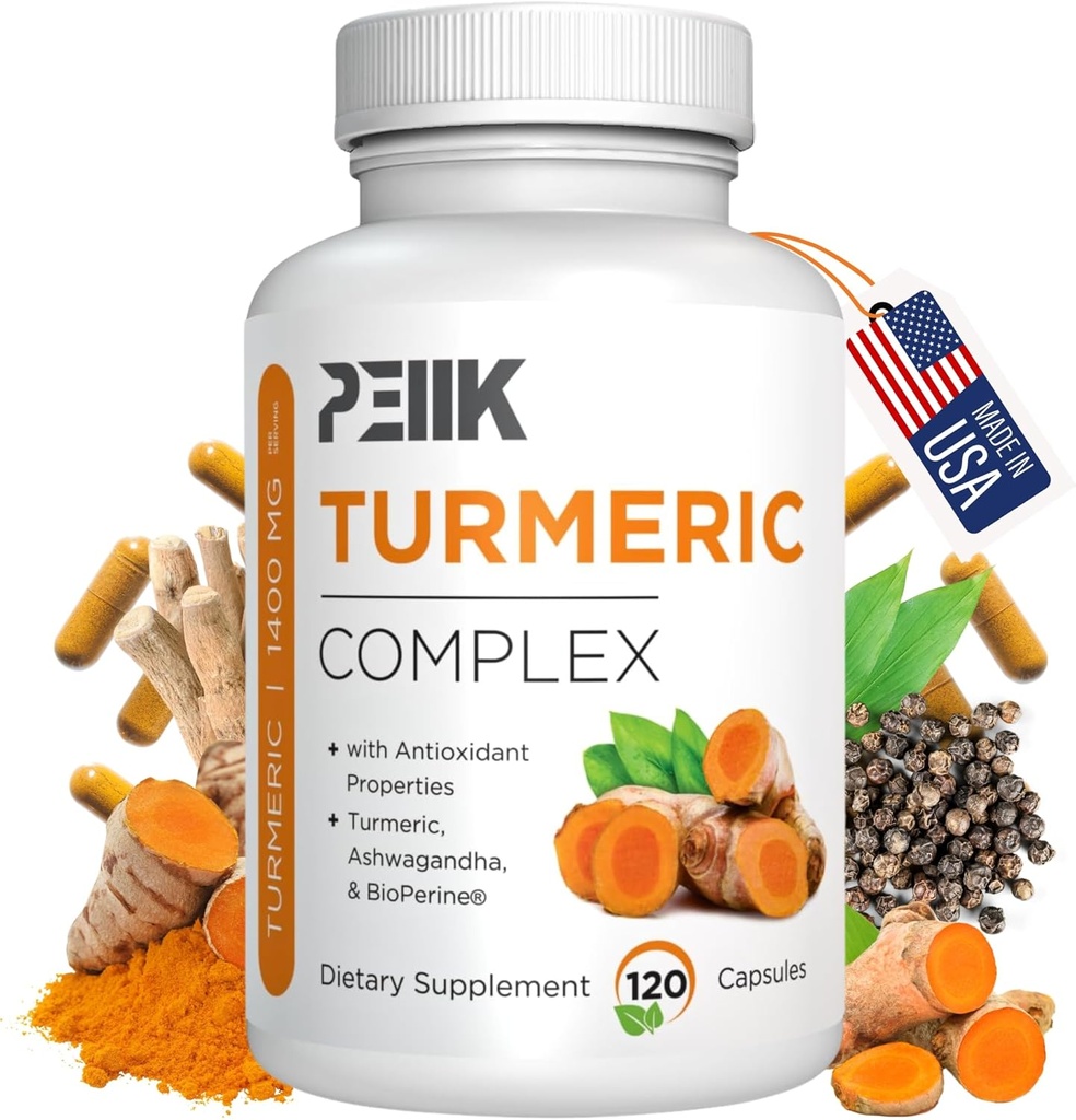 검은 후추 및 Ashwagandha가있는 Turmeric Curcumin - 95 % Curcuminoids, BioPerine 및 Ashwagandha가있는 높은 흡수 매우 유력한 심황 보충 - 합동 지원 120 캡슐