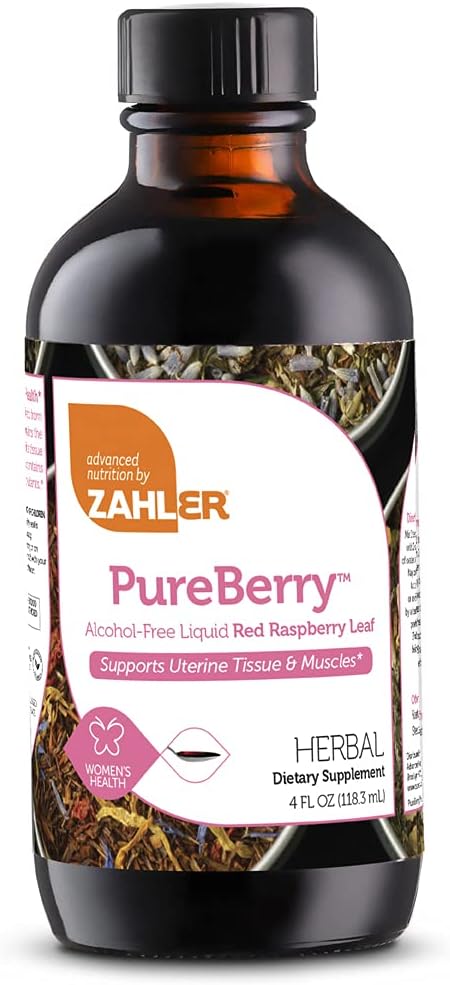 Zahler PureBerry, Uterine Tissue 및 Muscle를 강화하는 액체 레드 라즈베리 리프 보충, Uterine Health, Certified Kosher, 4oz를 홍보하는 모든 천연 액체 공식