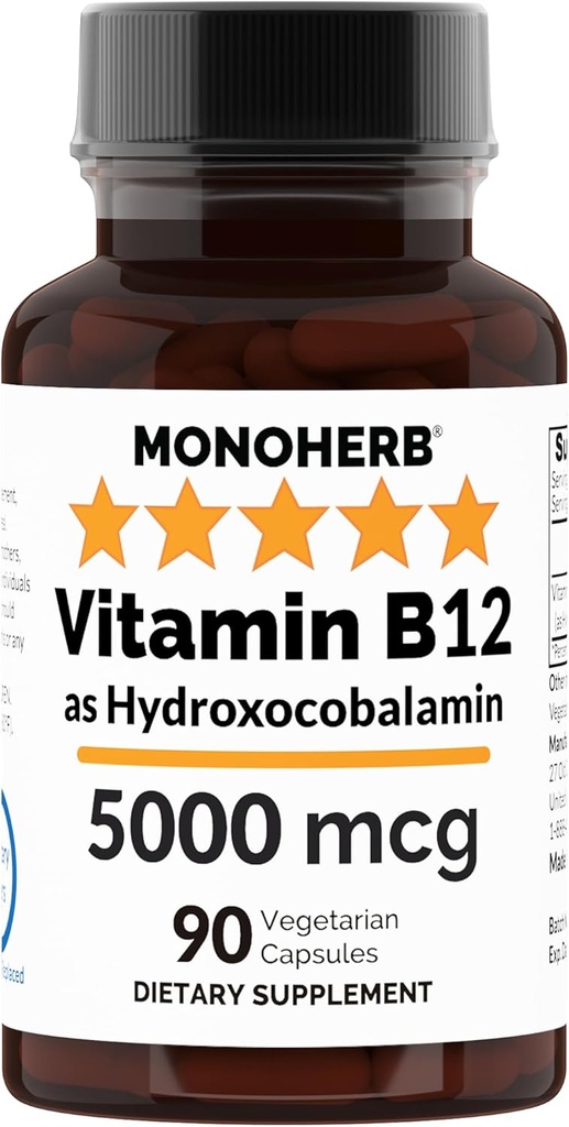 MONOHERB Hydroxo B12 비타민 5000mcg, Hydroxocobalamin, Hydroxy B12