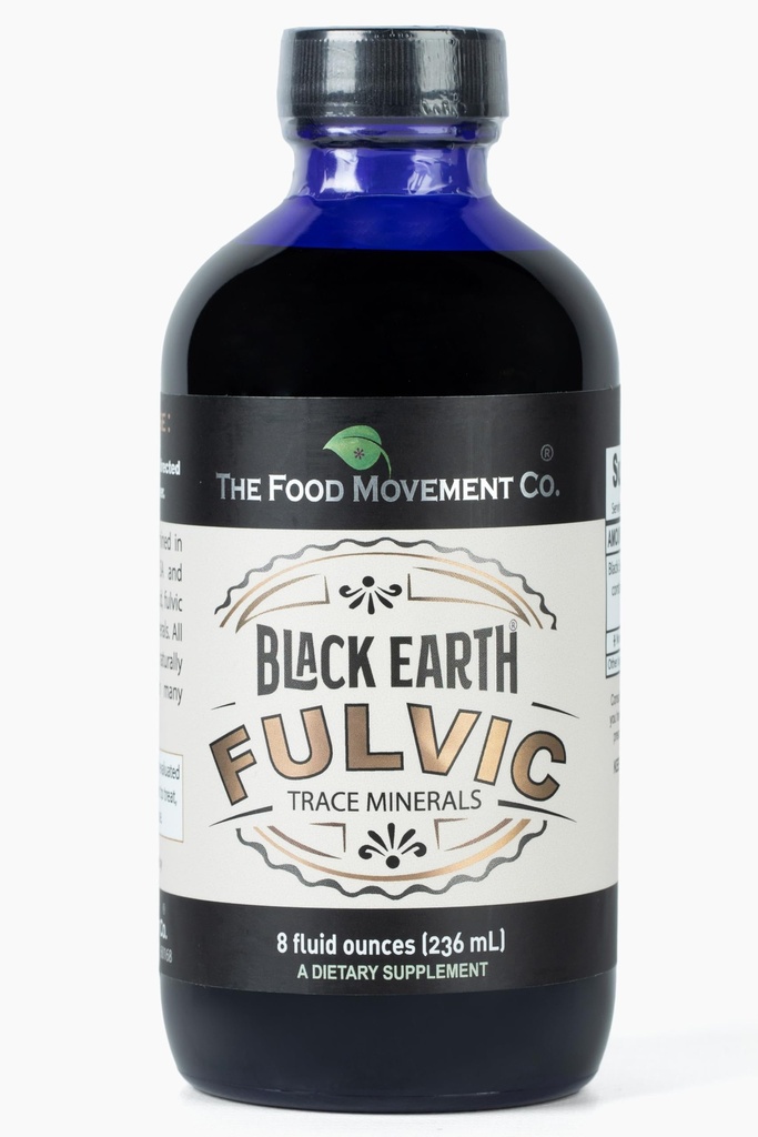 음식 운동 CO. Black Earth Fulvic Acid - 소화 건강 및 운동 회복을위한 Electrolytes가있는 Humic Fulvic Minerals, 8 oz Trace Minerals Supplement