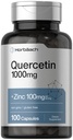 Horbäach Quercetin 1000mg 캡슐 | 100mg 아연 | 100 개 | Non-GMO, 글루텐 무료 보충 | 높은 효능 공식