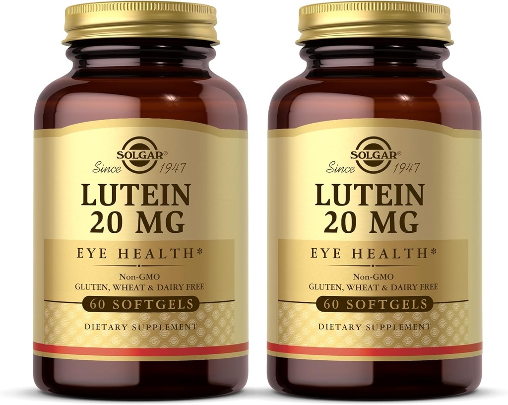 Solgar Lutein 20 mg, 60 Softgels (Pack of 2) - 지원 눈 건강 - 도움말 필터 아웃 블루 라이트 - 포함 FloraGLO Lutein - Non-GMO, 글루텐 무료, 낙농장 무료 - 120 총 서빙