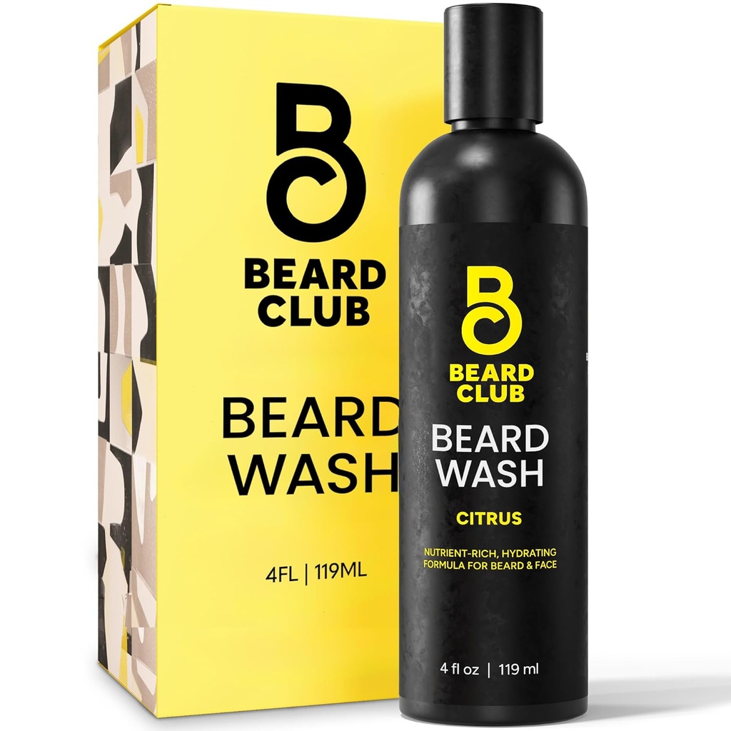 Beard Club Citrus Beard & Face Wash–모든-in-One Cleanser, Softens & Nourishes 얼굴의 머리, Hydrates & Cleans 피부, Paraben & Sulfate-Free