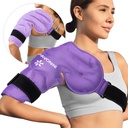 KingPavonini 어깨 얼음 팩 회전 장치 팔목 찬 치료, 어깨 부상, 통증 완화, 붓기, 어깨 수술, Tendonitis, Bursitis, 자주색, 중간 크기를 위한 재사용할 수 있는 젤 얼음 팩