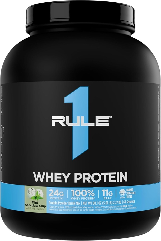 규칙 1 Whey Protein - 24g 자연적인 Occurring EAAs 및 운동 회복 또는 언제든지 사용 (5 파운드 *, Mint 초콜렛 칩)를 위한 BCAAs를 가진 All-Whey 근원에서 빠른 행동 단백질