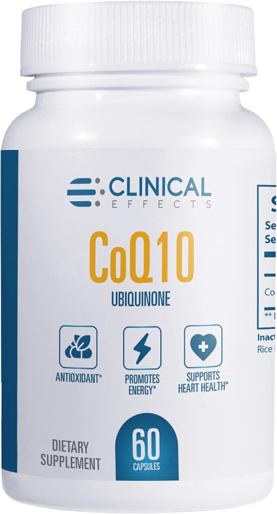 임상 효과 CoQ10 보충교재 - Coenzyme Q10 200mg - 30 일 공급 - 심장 건강, Cognitive 기능 및 에너지 지원을 위한 Ubiquinone 산화 방지제 보충교재 - 하루 1 캡슐 - 미국에서 만드는