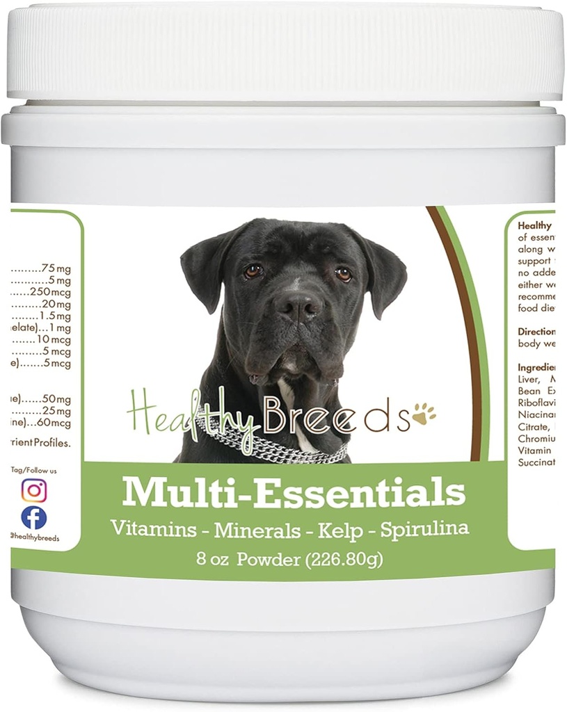 건강한 Breeds Cane Corso는 개를 위한 Multi-Essentials 분말을 통조림으로 만듭니다 - 당신의 개를 위한 비타민, 무기물 & 산화 방지제의 이상적인 보충교재 - 8개 oz
