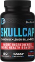 9in1 Skullcap 허브 보충 5 개월 건강 수면, 계류 및 면역 - 6500mg Chamomile, 레몬 발름, 열정 꽃, Ashwagandha 및 더 많은, 비 GMO, 글루텐 - 무료, 150 Vegan 캡슐과 농축