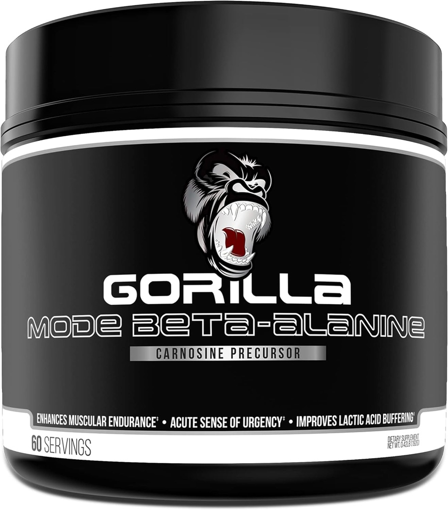 Gorilla Mind Beta-Alanine Carnosine Precursor, Enhanced Muscular 내구시간, 봉사 당 3.2 그램