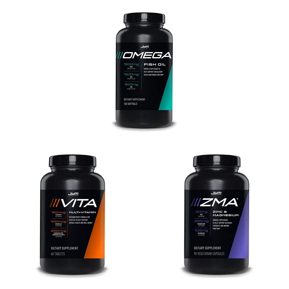 JYM 보충교재 과학 Omega JYM 물고기 기름 + Vita JYM 스포츠 Multivitamin & 무기물 지원 ZMA