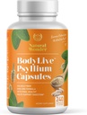 BodyLive Psyllium Husk 섬유 캡슐 비 GMO 725mg, 240 캡슐 (1450mg/serving, 120 서빙) 콜론 클렌징, 일반, 건강한 소화, Prebiotic, Laxative, 심장 건강에 대한 보충