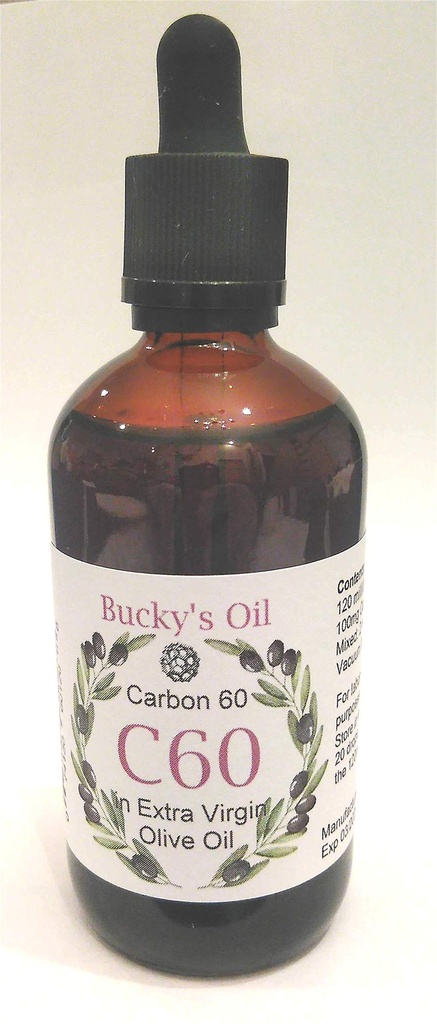 C60 - 120ml 100mg 탄소 60 99.95%를 가진 여분 처녀 올리브 기름 해결책.