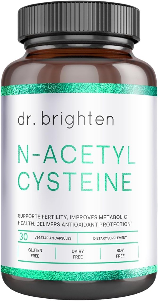 Dr. Brighten N-Acetyl-Cysteine (NAC) - Optimal Detoxification, Immune 기능 및 PCOS를위한 강력한 Glutathione Precursor 아미노산 보충 - 30 캡슐