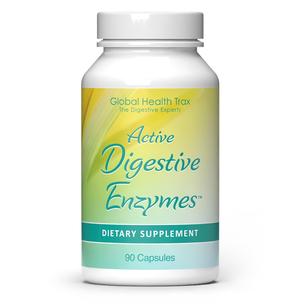 Global Health Trax - Active Digestive Enzymes Supplement, 90 캡슐 - 남성과 여성을위한 건강한 소화를 촉진하기 위해 Enzymes와 포괄적 인 소화 지원
