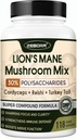 사자 Mane 보충 캡슐 - 사자 Mane, Cordyceps, Reishi, 터키 꼬리, Shiitake와 버섯 보충 - 메모리, 초점 및 면역 지원을위한 사자 Mane 보충 - 118 Vegan 버섯 캡슐