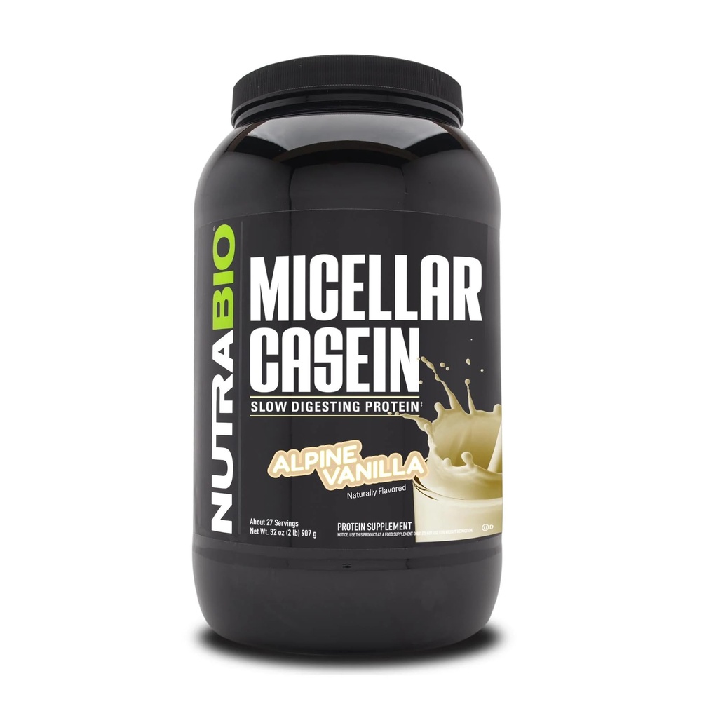 NutraBio Casein Protein Powder, Micellar Casien Powder, 25g 느린 소화 단백질, 도움 당신이 전체 유지, 하룻밤 근육 회복 & 성장, BCAA & EAA, 글루텐 무료, 소이 무료, 2lb 바닐라