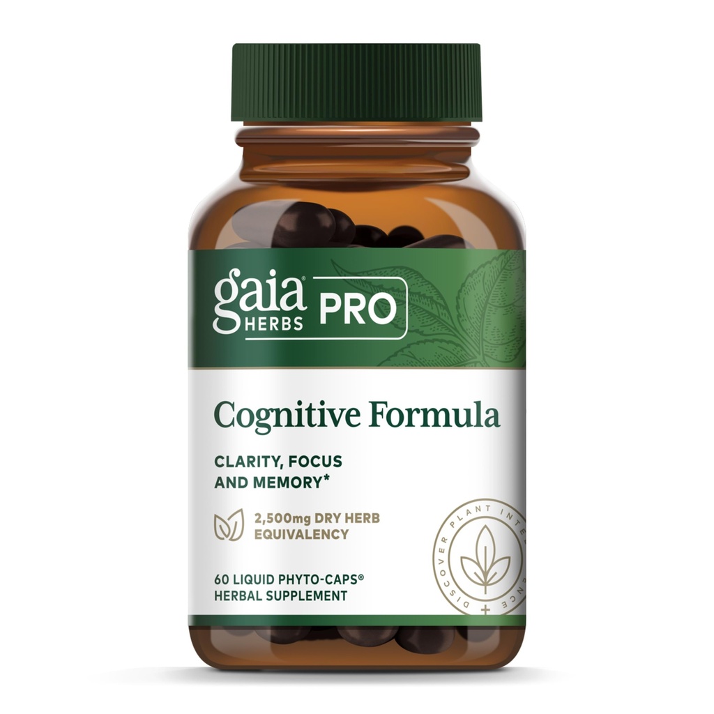 GAIA HERBS PRO Cognitive Formula - 뇌 건강 및 혈액 흐름 지원 보충교재 * - Fo-TI 뿌리, Ginkgo 잎, & Gotu Kola 잎을 가진 순환 지원 보충교재* - 60의 액체 Phyto 모자 (30의 서빙)