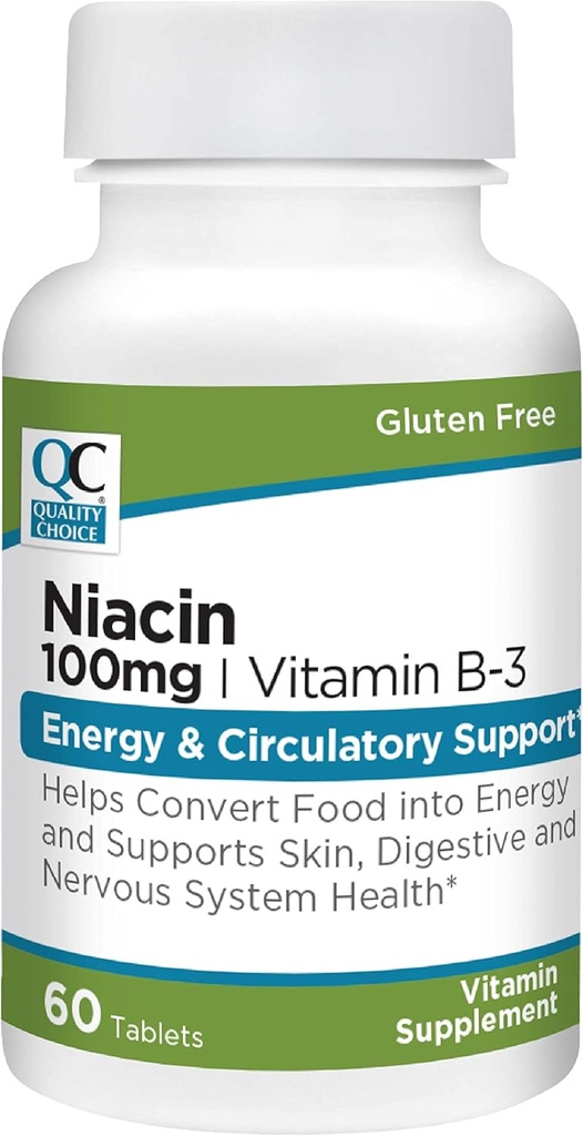 질 선택 Niacin (비타민 B3) 에너지 & 환경 지원 100 mg 보충교재, 60의 조사 병