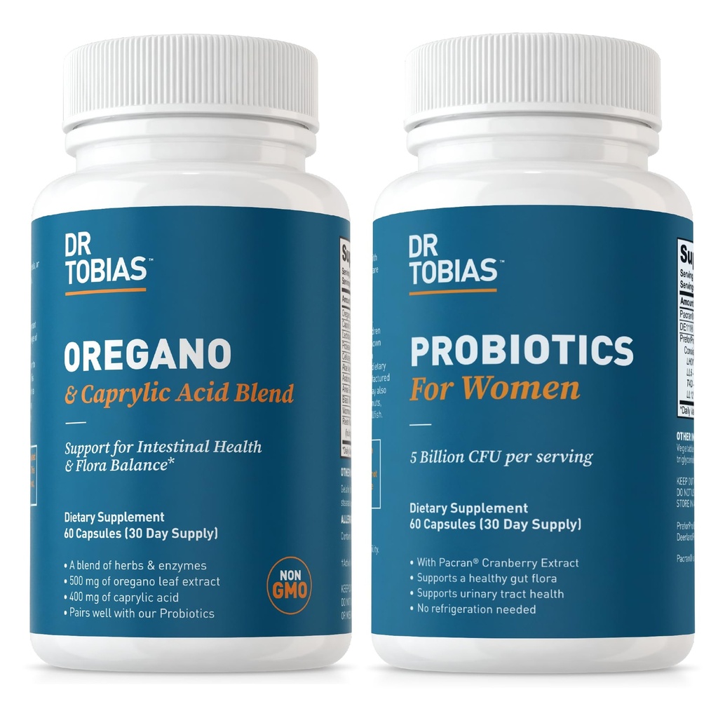 Tobias Oregano 박사와 여성을위한 Caprylic 산성 혼합 및 Probiotics - Gut, Immune 및 Urinary Health, Non-GMO 지원