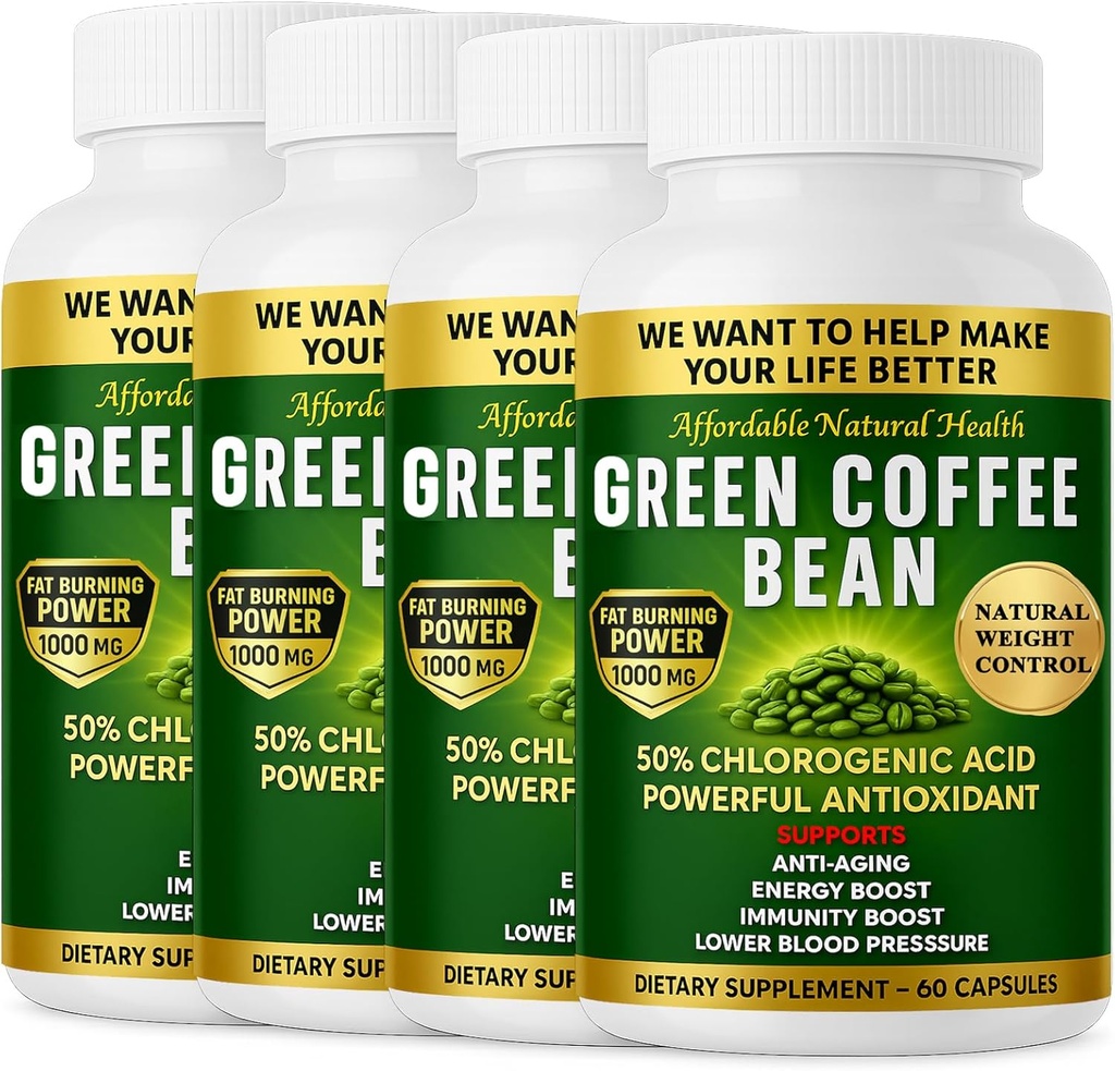 녹색 커피 콩 추출물, 100% 순수한 녹색 커피 콩 캡슐, 50% Chlorogenic 산, 10,000 mg 힘, 240의 캡슐, 8 달 공급, 비 GMO 및 글루텐 자유로운, 전통적인 초본 보충교재