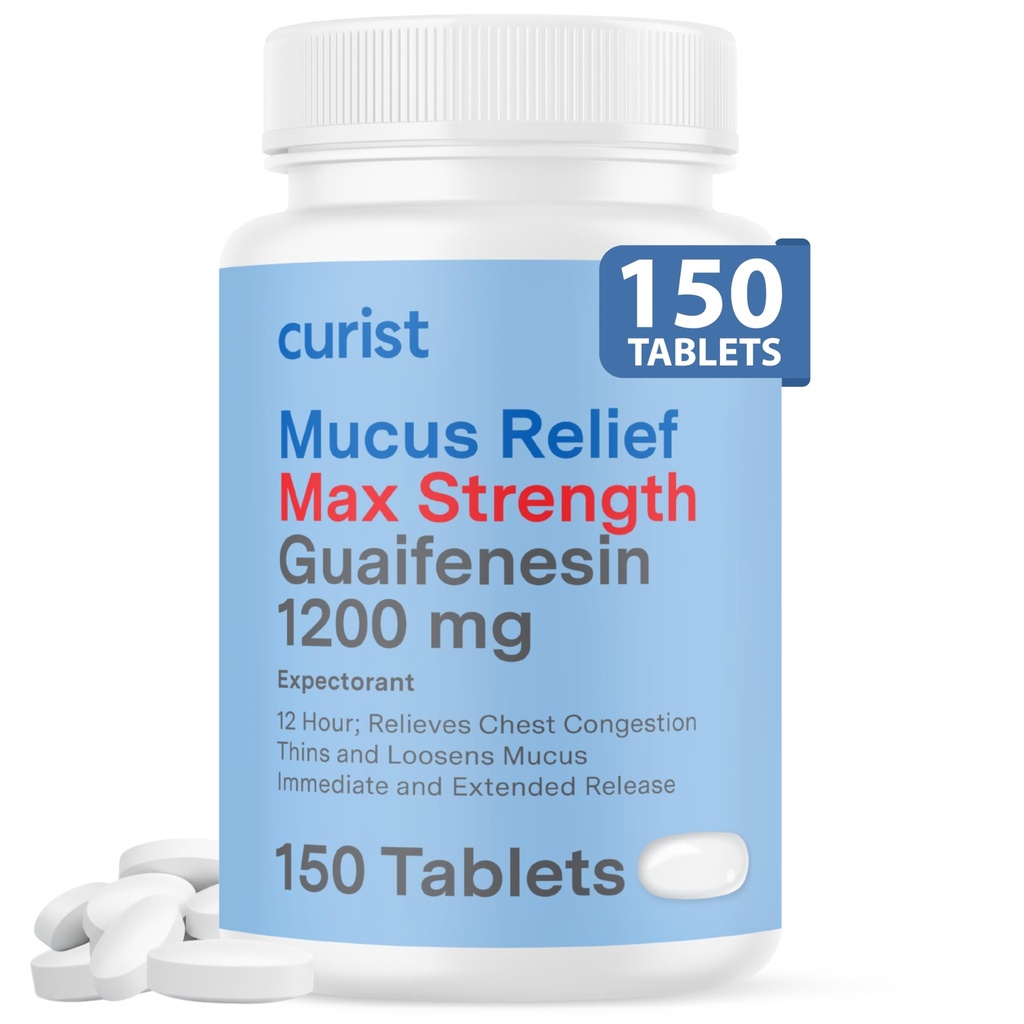 Curist Guaifenesin 1200 Mg 장시간 방출 정제 - 150 조사 최대 힘 Mucus 기복 정제 OTC - 명확한 혼잡