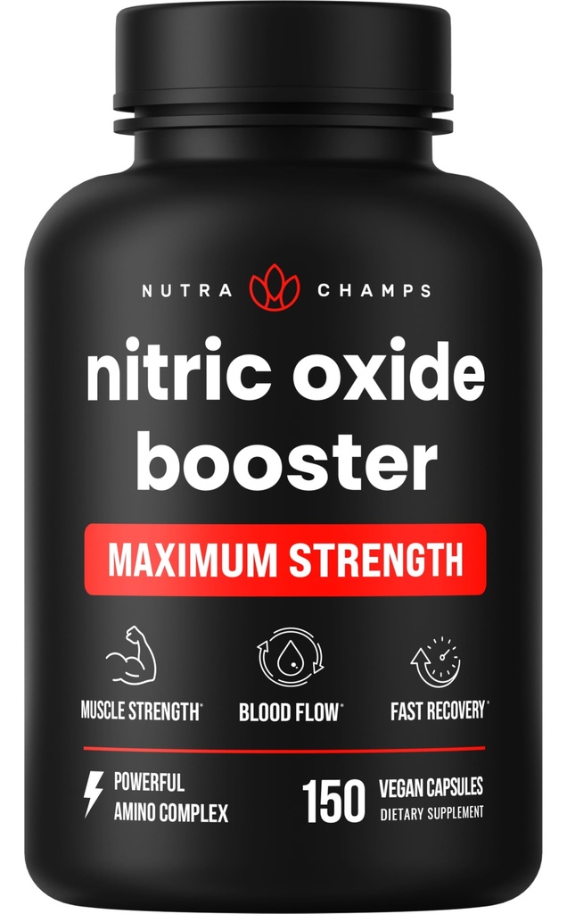 NutraChamps Nitric 산화물 보충교재, L 아르기닌, L Citrulline Malate, AAKG, 소나무 껍질, 포도씨 추출물, 여분 힘 Nitric 산화물 승압기, Nitric 산화물 알약, 힘, 에너지, 혈액 교류